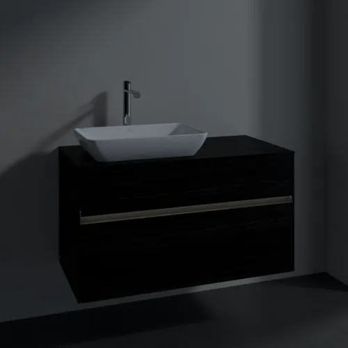 Bild von VILLEROY BOCH Collaro Waschbeckenunterschrank, mit Beleuchtung, 2 Auszüge, 1000 x 548 x 500 mm, Black Oak / Black Oak #C110B0AB