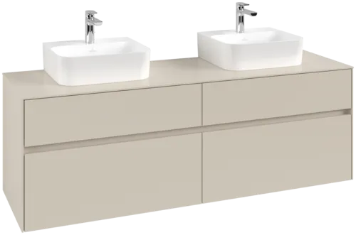 Picture of VILLEROY BOCH Collaro Vanity unit, with lighting, 4 pull-out compartments, 1600 x 548 x 500 mm, Cashmere Grey / Cashmere Grey #C107B0VN