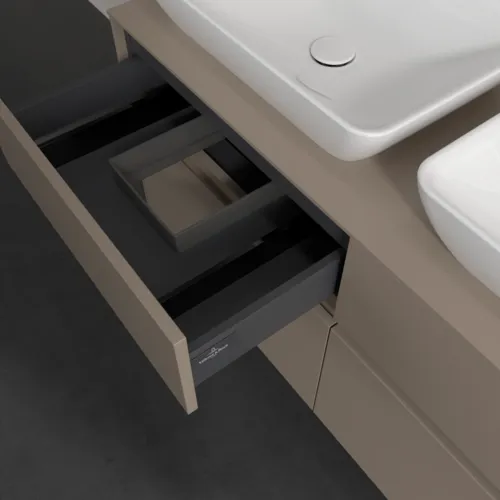 Bild von VILLEROY BOCH Collaro Waschbeckenunterschrank, mit Beleuchtung, 4 Auszüge, 1200 x 548 x 500 mm, Taupe / Taupe #C115B0VM