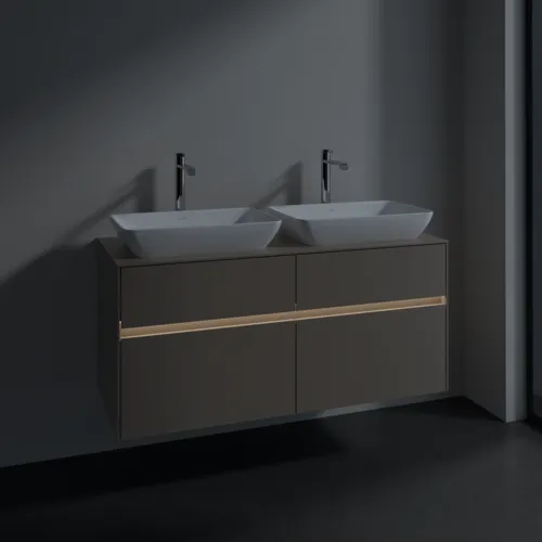 Bild von VILLEROY BOCH Collaro Waschbeckenunterschrank, mit Beleuchtung, 4 Auszüge, 1200 x 548 x 500 mm, Taupe / Taupe #C115B0VM