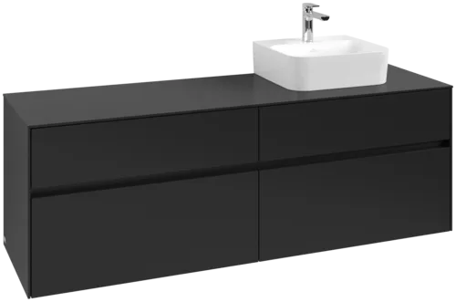 Obrázek VILLEROY BOCH Toaletní skříňka Collaro, s osvětlením, 4 výsuvy, 1600 x 548 x 500 mm, Volcano Black / Volcano Black #C106B0VL