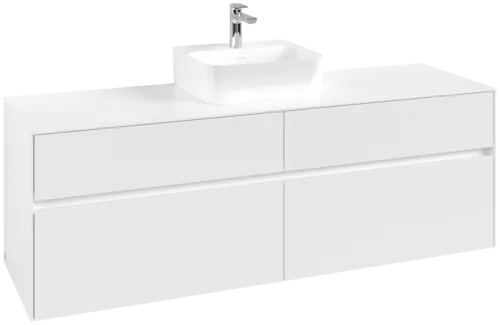 Picture of VILLEROY BOCH Collaro Vanity unit, with lighting, 4 pull-out compartments, 1600 x 548 x 500 mm, White Matt / White Matt #C104B0MS