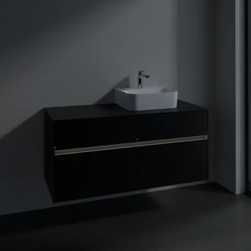 Obrázek VILLEROY BOCH Toaletní skříňka Collaro, s osvětlením, 4 výsuvy, 1200 x 548 x 500 mm, Volcano Black / Volcano Black #C099B0VL