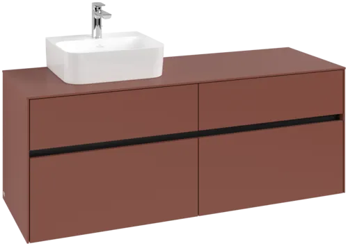 Picture of VILLEROY BOCH Collaro Vanity unit, with lighting, 4 pull-out compartments, 1400 x 548 x 500 mm, Wine Red / Wine Red #C101B0AH