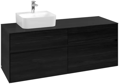 Picture of VILLEROY BOCH Collaro Vanity unit, with lighting, 4 pull-out compartments, 1400 x 548 x 500 mm, Black Oak / Black Oak #C101B0AB