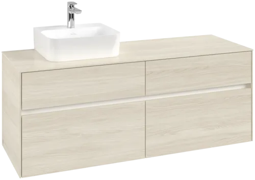 Picture of VILLEROY BOCH Collaro Vanity unit, with lighting, 4 pull-out compartments, 1400 x 548 x 500 mm, White Oak / White Oak #C101B0AA