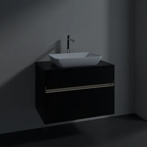 Bild von VILLEROY BOCH Collaro Waschbeckenunterschrank, mit Beleuchtung, 2 Auszüge, 800 x 548 x 500 mm, Volcano Black / Volcano Black #C108B0VL