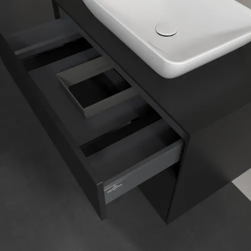 Bild von VILLEROY BOCH Collaro Waschbeckenunterschrank, mit Beleuchtung, 2 Auszüge, 800 x 548 x 500 mm, Volcano Black / Volcano Black #C108B0VL