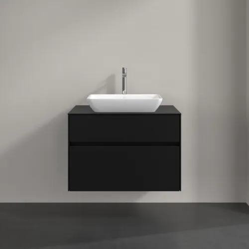 Bild von VILLEROY BOCH Collaro Waschbeckenunterschrank, mit Beleuchtung, 2 Auszüge, 800 x 548 x 500 mm, Volcano Black / Volcano Black #C108B0VL