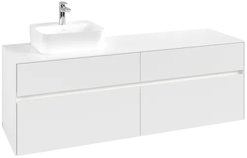 Picture of VILLEROY BOCH Collaro Vanity unit, with lighting, 4 pull-out compartments, 1600 x 548 x 500 mm, White Matt / White Matt #C105B0MS