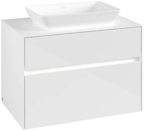 Bild von VILLEROY BOCH Collaro Waschbeckenunterschrank, mit Beleuchtung, 2 Auszüge, 800 x 548 x 500 mm, Glossy White / Glossy White #C108B0DH