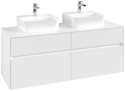Picture of VILLEROY BOCH Collaro Vanity unit, with lighting, 4 pull-out compartments, 1400 x 548 x 500 mm, White Matt / White Matt #C103B0MS