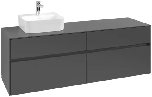 Picture of VILLEROY BOCH Collaro Vanity unit, with lighting, 4 pull-out compartments, 1600 x 548 x 500 mm, Graphite / Graphite #C105B0VR