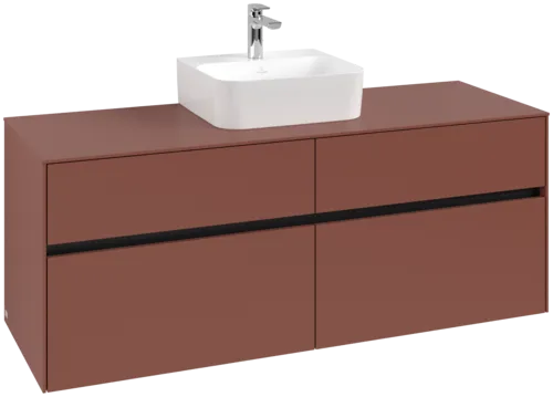 Picture of VILLEROY BOCH Collaro Vanity unit, with lighting, 4 pull-out compartments, 1400 x 548 x 500 mm, Wine Red / Wine Red #C100B0AH