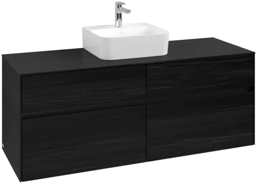 Obrázek VILLEROY BOCH Toaletní skříňka Collaro, s osvětlením, 4 výsuvy, 1400 x 548 x 500 mm, černý dub / černý dub #C100B0AB