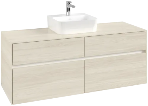 Picture of VILLEROY BOCH Collaro Vanity unit, with lighting, 4 pull-out compartments, 1400 x 548 x 500 mm, White Oak / White Oak #C100B0AA
