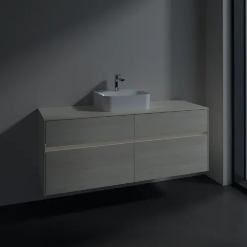 Bild von VILLEROY BOCH Collaro Waschbeckenunterschrank, mit Beleuchtung, 4 Auszüge, 1400 x 548 x 500 mm, White Oak / White Oak #C100B0AA