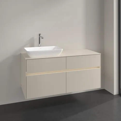 Bild von VILLEROY BOCH Collaro Waschbeckenunterschrank, mit Beleuchtung, 4 Auszüge, 1200 x 548 x 500 mm, Cashmere Grey / Cashmere Grey #C113B0VN
