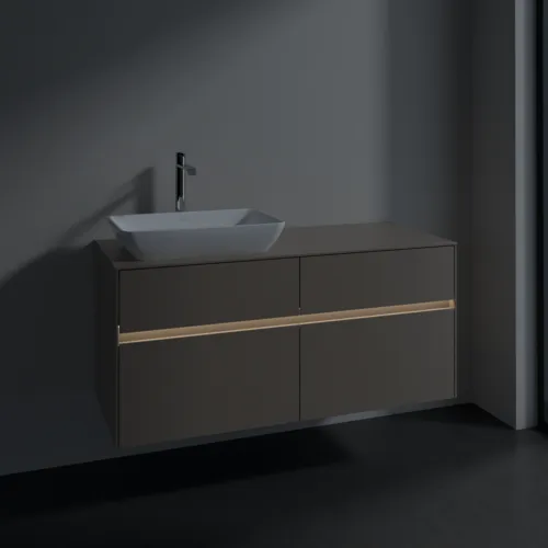 Bild von VILLEROY BOCH Collaro Waschbeckenunterschrank, mit Beleuchtung, 4 Auszüge, 1200 x 548 x 500 mm, Taupe / Taupe #C113B0VM