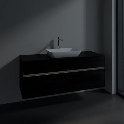 Bild von VILLEROY BOCH Collaro Waschbeckenunterschrank, mit Beleuchtung, 4 Auszüge, 1400 x 548 x 500 mm, Black Oak / Black Oak #C116B0AB