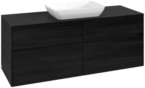Picture of VILLEROY BOCH Collaro Vanity unit, with lighting, 4 pull-out compartments, 1400 x 548 x 500 mm, Black Oak / Black Oak #C116B0AB