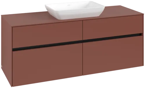 Picture of VILLEROY BOCH Collaro Vanity unit, with lighting, 4 pull-out compartments, 1400 x 548 x 500 mm, Wine Red / Wine Red #C116B0AH