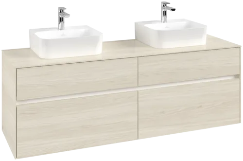 Picture of VILLEROY BOCH Collaro Vanity unit, with lighting, 4 pull-out compartments, 1600 x 548 x 500 mm, White Oak / White Oak #C107B0AA