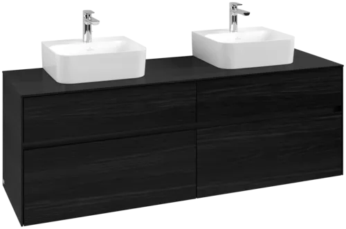 Picture of VILLEROY BOCH Collaro Vanity unit, with lighting, 4 pull-out compartments, 1600 x 548 x 500 mm, Black Oak / Black Oak #C107B0AB