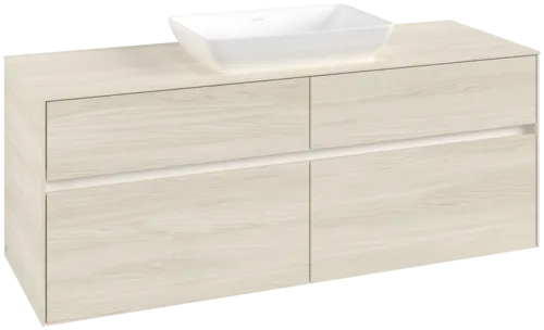 Picture of VILLEROY BOCH Collaro Vanity unit, with lighting, 4 pull-out compartments, 1400 x 548 x 500 mm, White Oak / White Oak #C116B0AA