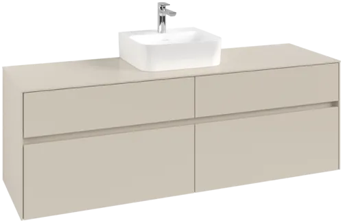 Picture of VILLEROY BOCH Collaro Vanity unit, with lighting, 4 pull-out compartments, 1600 x 548 x 500 mm, Cashmere Grey / Cashmere Grey #C104B0VN