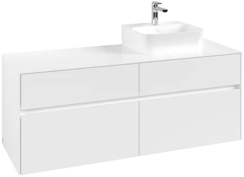 Picture of VILLEROY BOCH Collaro Vanity unit, with lighting, 4 pull-out compartments, 1400 x 548 x 500 mm, White Matt / White Matt #C102B0MS