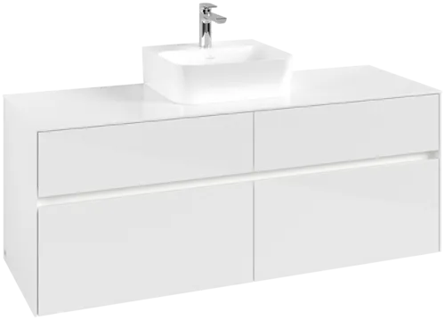 Obrázek VILLEROY BOCH Toaletní skříňka Collaro, s osvětlením, 4 výsuvy, 1400 x 548 x 500 mm, lesklá bílá / lesklá bílá #C100B0DH