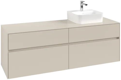 Picture of VILLEROY BOCH Collaro Vanity unit, with lighting, 4 pull-out compartments, 1600 x 548 x 500 mm, Cashmere Grey / Cashmere Grey #C106B0VN