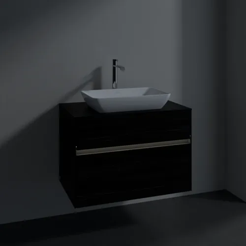 Bild von VILLEROY BOCH Collaro Waschbeckenunterschrank, mit Beleuchtung, 2 Auszüge, 800 x 548 x 500 mm, Black Oak / Black Oak #C108B0AB