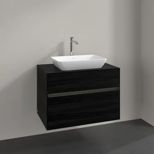 Bild von VILLEROY BOCH Collaro Waschbeckenunterschrank, mit Beleuchtung, 2 Auszüge, 800 x 548 x 500 mm, Black Oak / Black Oak #C108B0AB