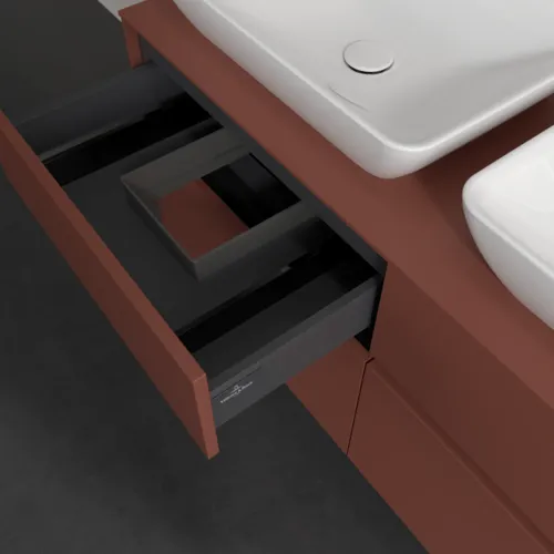 Bild von VILLEROY BOCH Collaro Waschbeckenunterschrank, mit Beleuchtung, 4 Auszüge, 1200 x 548 x 500 mm, Wine Red / Wine Red #C115B0AH