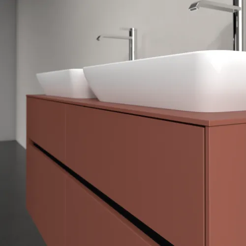 Bild von VILLEROY BOCH Collaro Waschbeckenunterschrank, mit Beleuchtung, 4 Auszüge, 1200 x 548 x 500 mm, Wine Red / Wine Red #C115B0AH