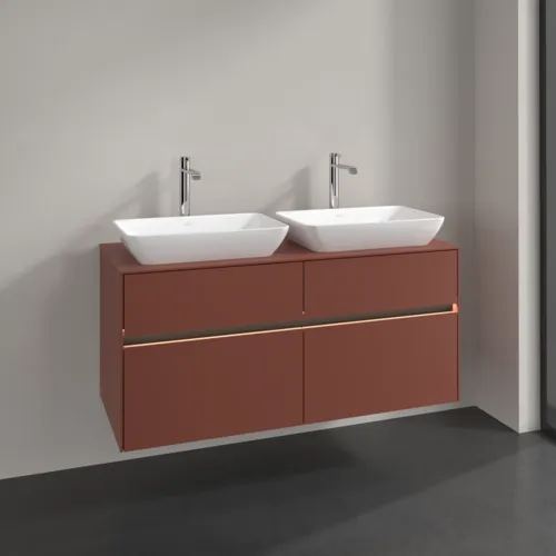 Bild von VILLEROY BOCH Collaro Waschbeckenunterschrank, mit Beleuchtung, 4 Auszüge, 1200 x 548 x 500 mm, Wine Red / Wine Red #C115B0AH