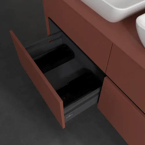 Bild von VILLEROY BOCH Collaro Waschbeckenunterschrank, mit Beleuchtung, 4 Auszüge, 1200 x 548 x 500 mm, Wine Red / Wine Red #C115B0AH