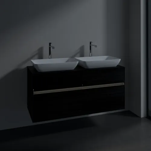 Bild von VILLEROY BOCH Collaro Waschbeckenunterschrank, mit Beleuchtung, 4 Auszüge, 1200 x 548 x 500 mm, Black Oak / Black Oak #C115B0AB