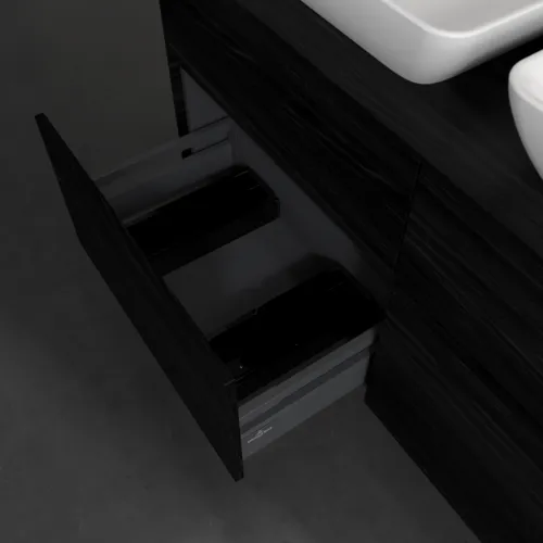 Bild von VILLEROY BOCH Collaro Waschbeckenunterschrank, mit Beleuchtung, 4 Auszüge, 1200 x 548 x 500 mm, Black Oak / Black Oak #C115B0AB