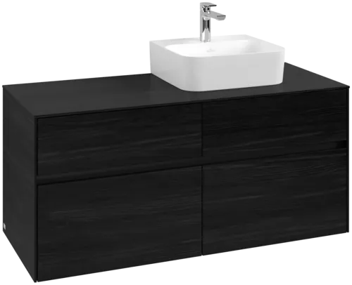 Picture of VILLEROY BOCH Collaro Vanity unit, with lighting, 4 pull-out compartments, 1200 x 548 x 500 mm, Black Oak / Black Oak #C099B0AB
