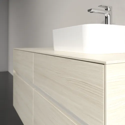 Bild von VILLEROY BOCH Collaro Waschbeckenunterschrank, mit Beleuchtung, 4 Auszüge, 1200 x 548 x 500 mm, White Oak / White Oak #C099B0AA