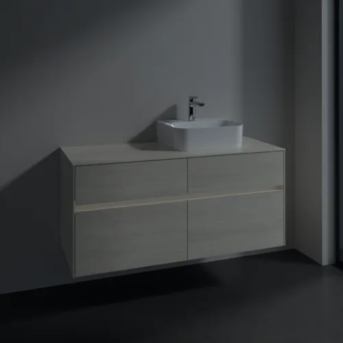 Bild von VILLEROY BOCH Collaro Waschbeckenunterschrank, mit Beleuchtung, 4 Auszüge, 1200 x 548 x 500 mm, White Oak / White Oak #C099B0AA