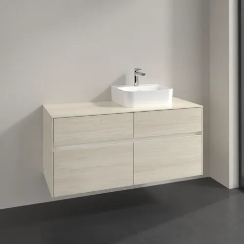 Bild von VILLEROY BOCH Collaro Waschbeckenunterschrank, mit Beleuchtung, 4 Auszüge, 1200 x 548 x 500 mm, White Oak / White Oak #C099B0AA