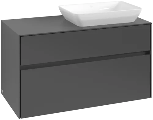 VILLEROY BOCH Collaro Vanity unit, with lighting, 2 pull-out compartments, 1000 x 548 x 500 mm, Graphite / Graphite #C111B0VR resmi