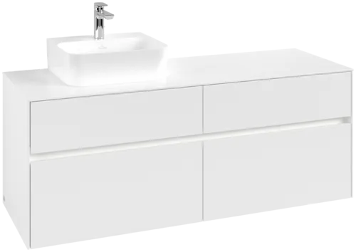 Picture of VILLEROY BOCH Collaro Vanity unit, with lighting, 4 pull-out compartments, 1400 x 548 x 500 mm, White Matt / White Matt #C101B0MS