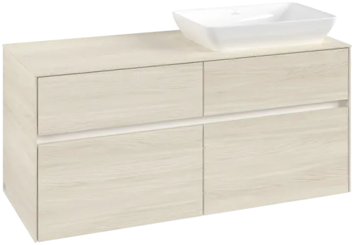 Picture of VILLEROY BOCH Collaro Vanity unit, with lighting, 4 pull-out compartments, 1200 x 548 x 500 mm, White Oak / White Oak #C114B0AA