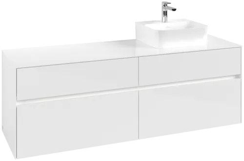Obrázek VILLEROY BOCH Toaletní skříňka Collaro, s osvětlením, 4 výsuvy, 1600 x 548 x 500 mm, lesklá bílá / lesklá bílá #C106B0DH