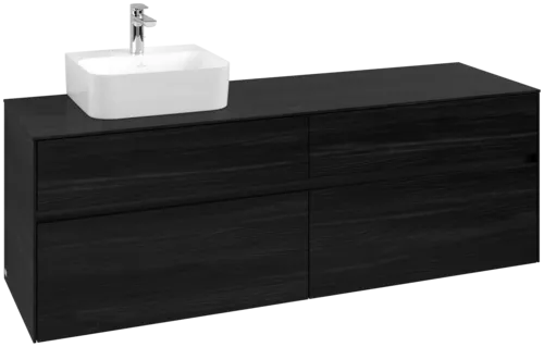 Picture of VILLEROY BOCH Collaro Vanity unit, with lighting, 4 pull-out compartments, 1600 x 548 x 500 mm, Black Oak / Black Oak #C105B0AB